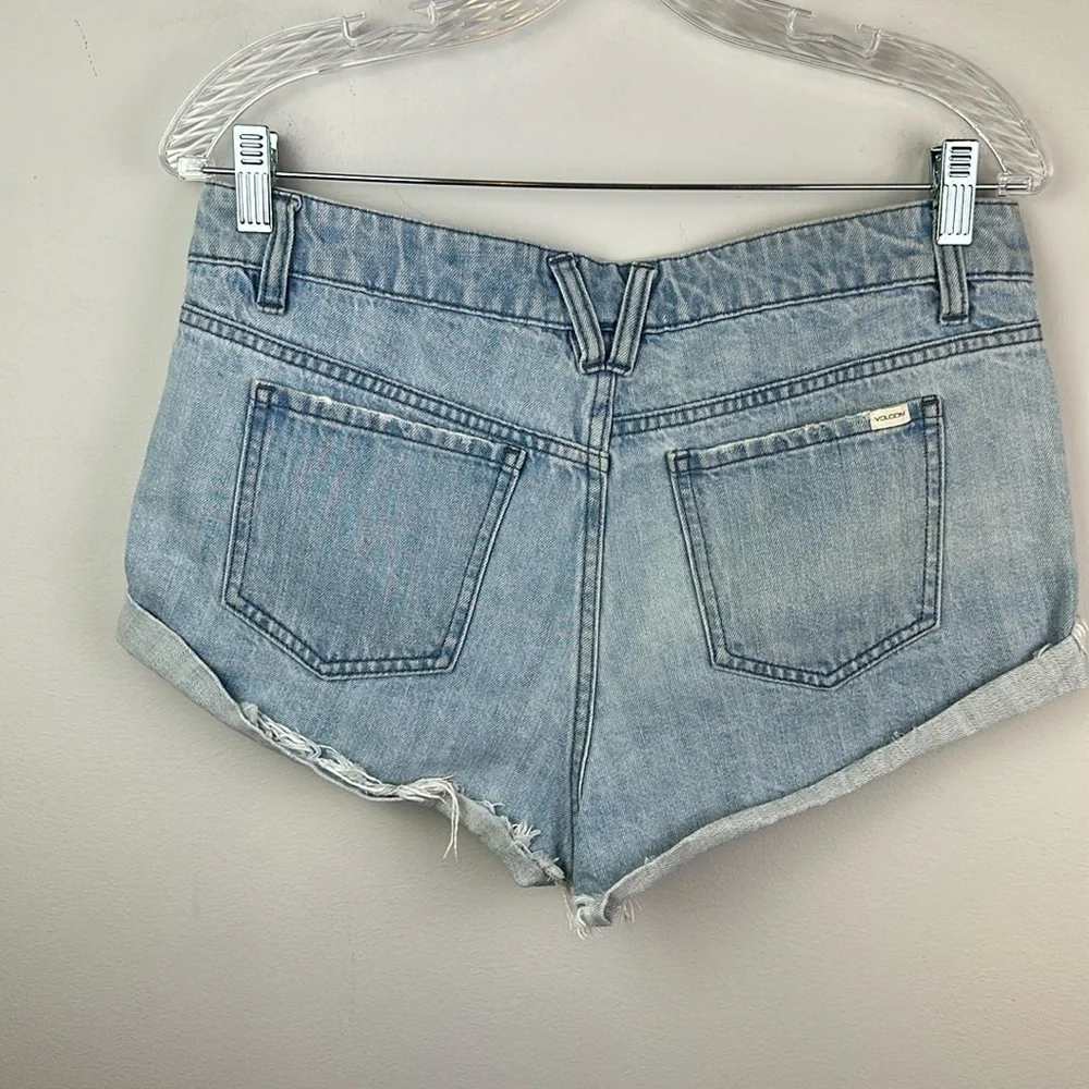 Volcom Stoned Rolled Jean Shorts Size 28/7 Cotton Festival Summer Beach Surf